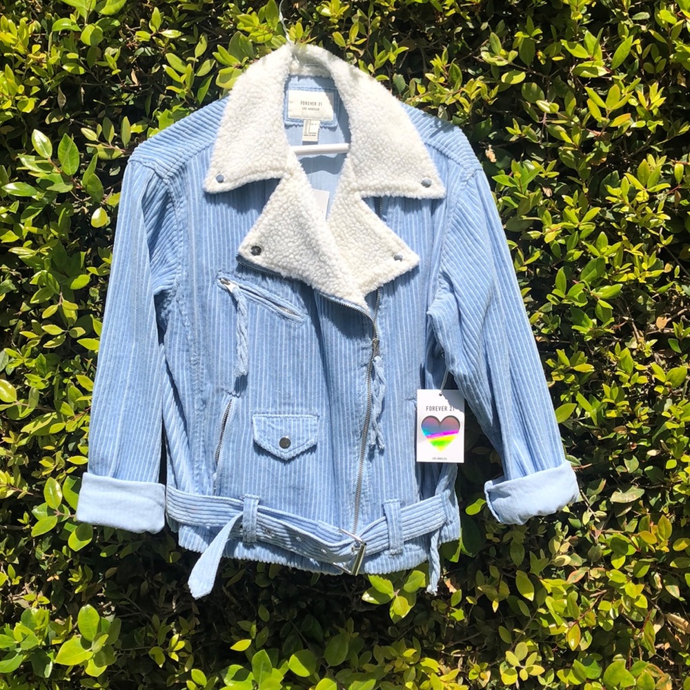 FOREVER 21 LIGHT BLUE CASUAL CORDUROY JACKET